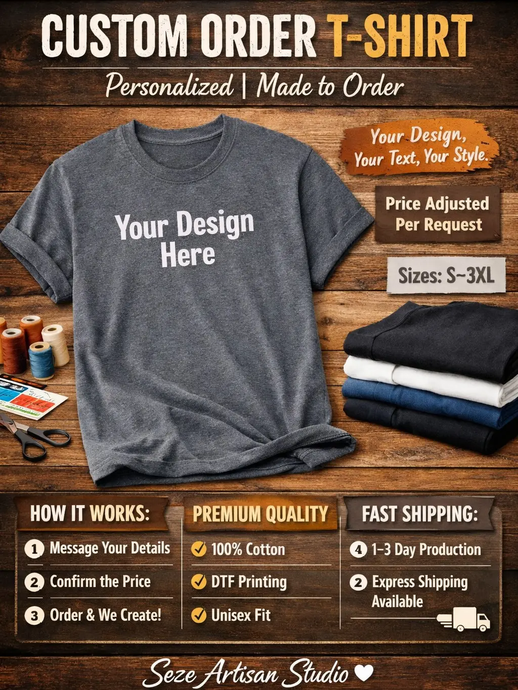 Custom Order T-Shirt | Personalized Graphic Tee | Made to Order | Price Adjusted Per Request