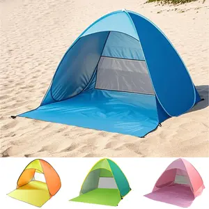 Automatic Pop-Up Beach Tent for 2-4 People Lightweight Portable Sun Shelter with Durable Steel Frame & Breathable Fabric Easy Setup for Camping Picnics & Outdoor Fun
