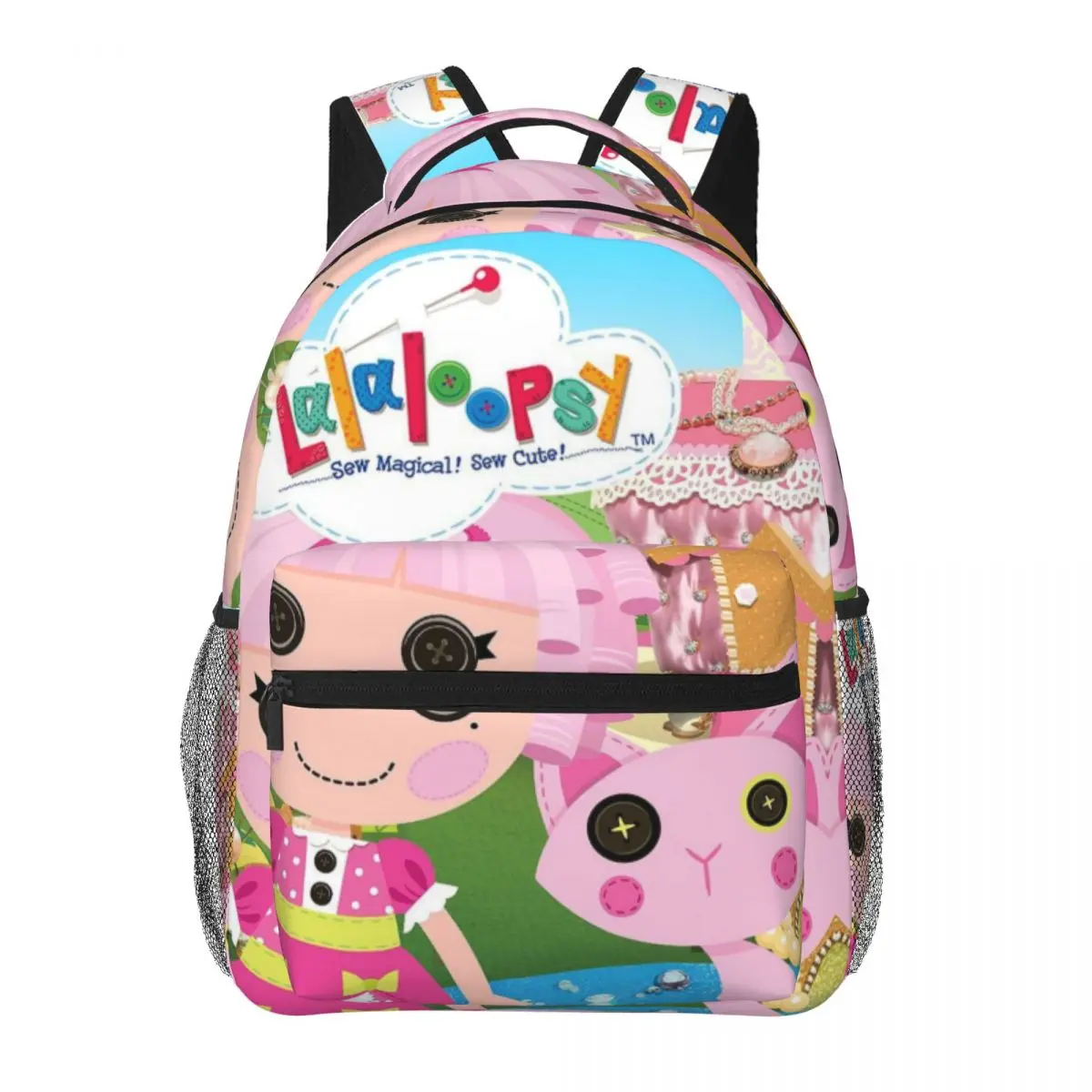 Pink Doll & Pet Cat Lalaloopsy Backpacks for School Large Capacity Full Print Lalaloopsy Laptop Daypack for Campus Daily Commute Durable Lightweight Lalaloopsy School Bag for Teens Students