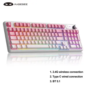 Magegee Gk960 Tri-Mode Wireless Mechanical Keyboard, 98% Compact Layout, Dual-Mode Knob Control, 4000mah Battery, RGB Gaming Keyboard, RGB Lighting Keyboard