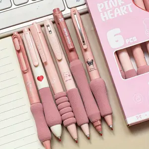 6pcs/set Retractable Gel Pen Set, 0.5mm Precise Writing, Durable & Smooth Ink Flow, Ideal for Note-Taking & Daily Use, Writing Stationery