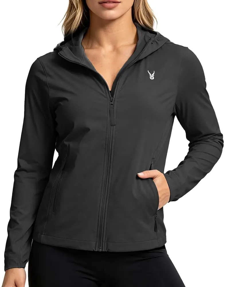 Women's Hiking Jacket UPF 50+ Sun Protection Full Zip Lightweight Long Sleeve UV Shirt Quick Dry Breathable Moisture Wicking High Collar Thumbholes for Fishing Running Golf Travel  woman comfort autumn outdoor clothing