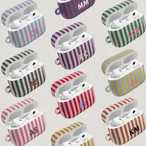 Personalized Monogram AirPod Pro Case Initial Name Airpods 4 Case Custom Retro Lines Stripes