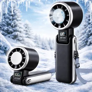 Portable Handheld Turbo Fan – 5 Speed Ice Cooling Fan with LED Display, Rechargeable 3-in-1 Foldable Handheld/Desk/Neck Fan, Low Noise Personal Cooling Fan for Travel, Outdoor, Camping & Office, Long Battery Life, Summer Essential Gift for Women & Men
