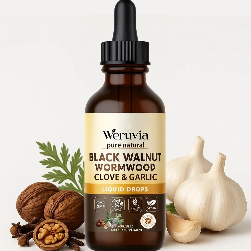 Black Walnut Wormwood Vegan Herbal Dietary Supplement - 10:1 Ultra-Concentrated Liposomal Delivery (98% Absorption), Alcohol-Free, Dye-Free, Gut Support, Digestion Aid with Oregano, Garlic, Berberine for Wellness & Healthcare