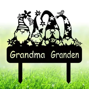 Personalized Garden Stake Metal Sign, Outdoor Decorative Iron Art Gnome Figurine, Easter Christmas Home Yard Decoration