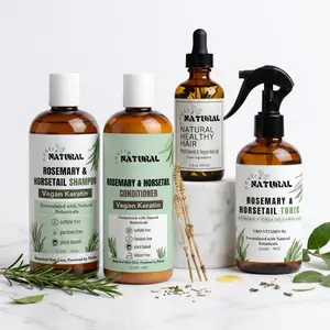 NEUTRA NATURAL Rosemary & Horsetail Shampoo & Conditioner Set with Vitamin B5, Avocado & Castor Oil, Clean Beauty Promise, Paraben-Free, Sulfate-Free, Vegan, 4 Products Bundle