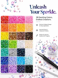 VIBRANT GEMS 26000Pcs Resin Rhinestones with Tweezers for Crafting Mixed-Color  Bedazzling Crystal with Gifted Tools Jewelry for DIY Crafts Clothing Tumblers Shoes Fabric Nail Art Colorful Mother's Day Gift
