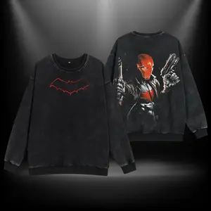 The Dark Style Red Hood Bat Family Tshirt Sweater Hoodie Double Printed Oversize Lightweight Acid Washed Tee TV Show Graphic Top Cotton Gift T-Shirt For Comic Lover, Gift T-Shirt For Movie Lover