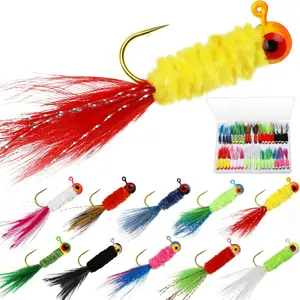 Crappie Jigs, Jig Heads with  Hand-Tied s Ice |   Fly Fishing Lures 10 Colors 1/32oz 1/16oz 1/8oz Fishing Hair Jigs for Panfish Sunfish Walleye 20-40pcs