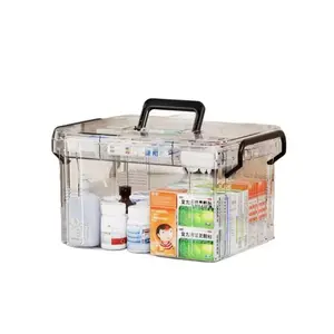 Large Capacity Double Layer Medicine Storage Box, 1 Count Waterproof Transparent Medicine Box with Handle, Portable Medicine Taking Box for Home Travel, Organiser, Multilayer Storage