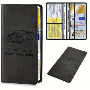 Vehicle Document Organizer Pouch – PU Leather Material, for Storing Car Registration, Insurance Card and Owner's ID