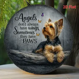 Angel Dog with Paws Metal Plaque 2D Flat Wall Art Decor for Home Office Bedroom Coffee Shop Garage Perfect Holiday Gift Housewarming Present 20x20cm