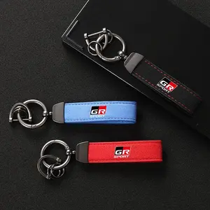 Suede Metal Buckle Car Keychain Keyring Men Gift Accessories for Toyota GR Sport Gazoo Racing Yaris 86 Corolla Hilux Supra C-HR