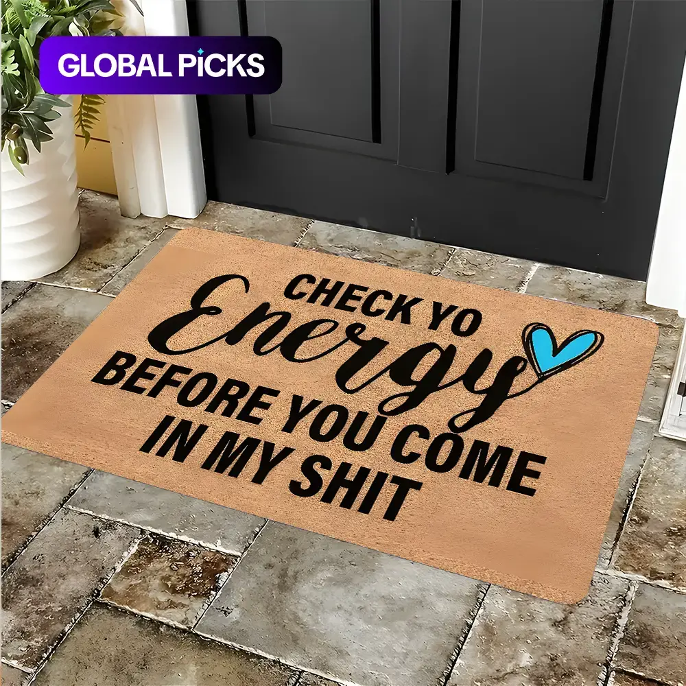 Funny Quote Doormat, Check Yo Energy Sassy Entrance Rug, Highly Absorbent Anti-Slip Quick Drying Washable Soft Floor Mat, Indoor Outdoor Decorative Rug for Home Entrance, Entryway Rug, Ideal Gift for Family and Friends #GLOBAL PICKS