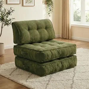 Eave Sectional Sofa, Boneless Cloud Couch Single Seat | Double Layer Cushion Chenille Floor Sofa Chair with Tufted Backrest, No Assembly Compression Sofa for Living Room Bedroom