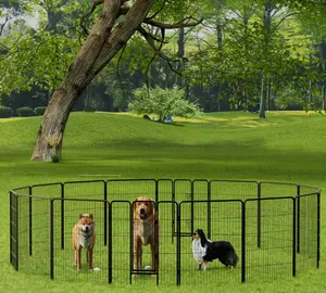 Dog Playpen, 40 Inch 16 Panels Large Space Dog Playpen with Door, Escape-Proof Outdoor Dog Exercise Pen for Yard & Training Playpens