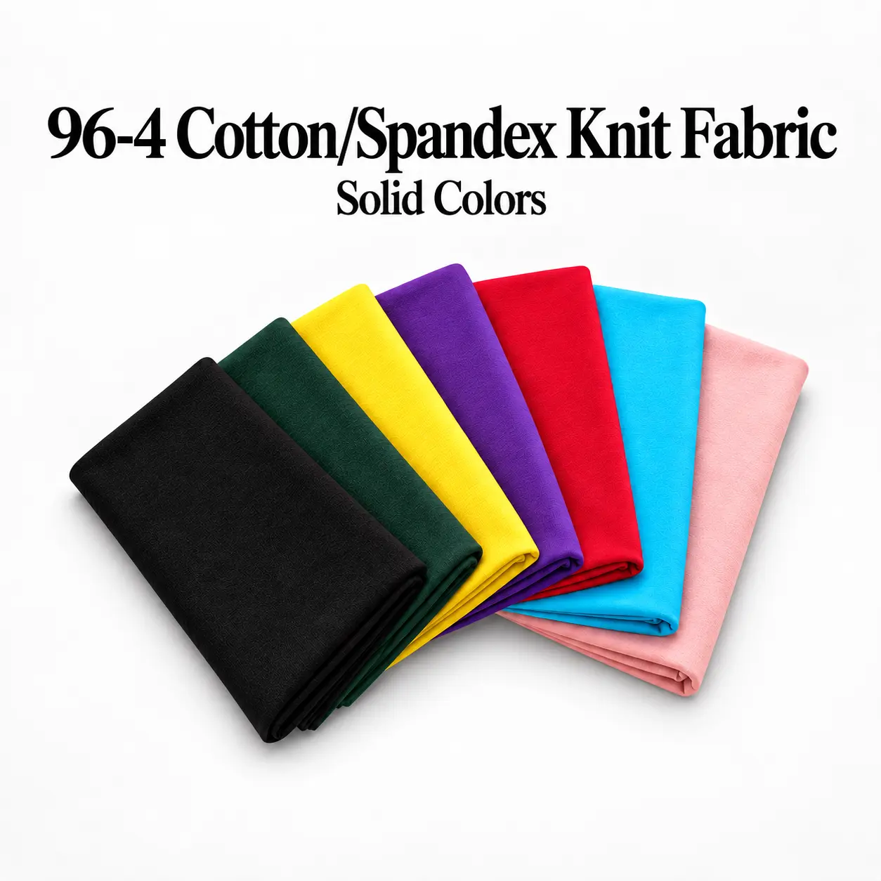 Cotton Spandex Jersey Fabric by the Yard, Solid Colors, Soft 4-Way Stretch 10 oz Knit for T-Shirts, Leggings, Dresses and Activewear
