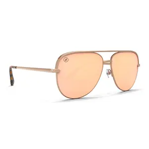 Blenders Eyewear Flirt Wagon Tortoiseshell Sunglasses Aviator Frames Polarized Champagne Lenses Matte Gold Metal Frame Unisex Fashion