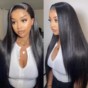 OQ HAIR Straight 13x6 Full Lace Frontal Glueless Wig Pre-Cut Pre-Plucked Pre-Bleached Natural Hairline Wear Go Wig Human Hair With Invisi Draw-strings TikTokShopBlackFriday