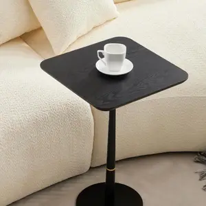 MDF with metal legs, square shape, suitable for living room and lounge, coffee table, computer desk, black, 15.74"D x 23.77"H
