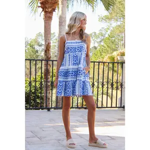 Portofino Breeze Mini Dress - Natural Blue