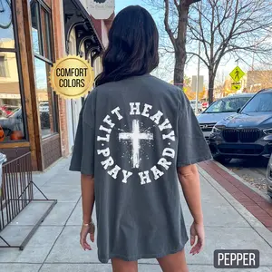 Lift Heavy Pray Hard Shirt s Jesus Lover Shirt Gym Pump Cover Christian Gym Shirt Weightlifting Shirt Oversized Gym Shirt