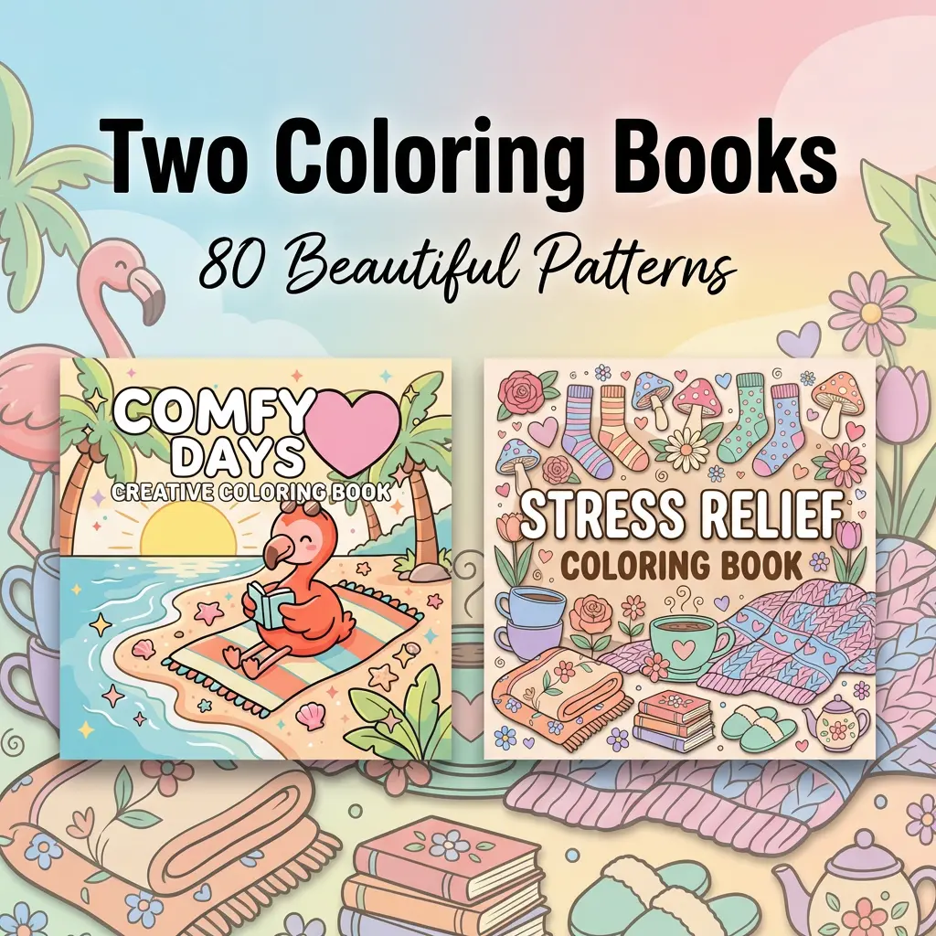 Mother's Day Gift-2PCS Adult Stress-Relief Coloring Book Set—An Artistic and Creative Gift Designed Exclusively for Women; Features 80 Simple yet Adorable Designs Spanning a Variety of Major Themes.