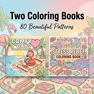 Mother's Day Gift-2PCS Adult Stress-Relief Coloring Book Set—An Artistic and Creative Gift Designed Exclusively for Women; Features 80 Simple yet Adorable Designs Spanning a Variety of Major Themes.