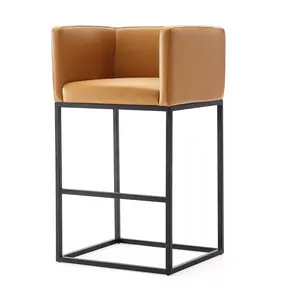 Embassy Upholstered Counter Stool with Backrest - Camel