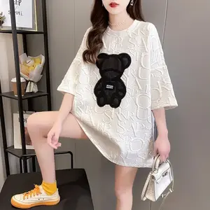 Women's Plus Size Graphic T-Shirt | Harajuku Bear Letter Print O-Neck Loose Fit Summer Top | M-2XL