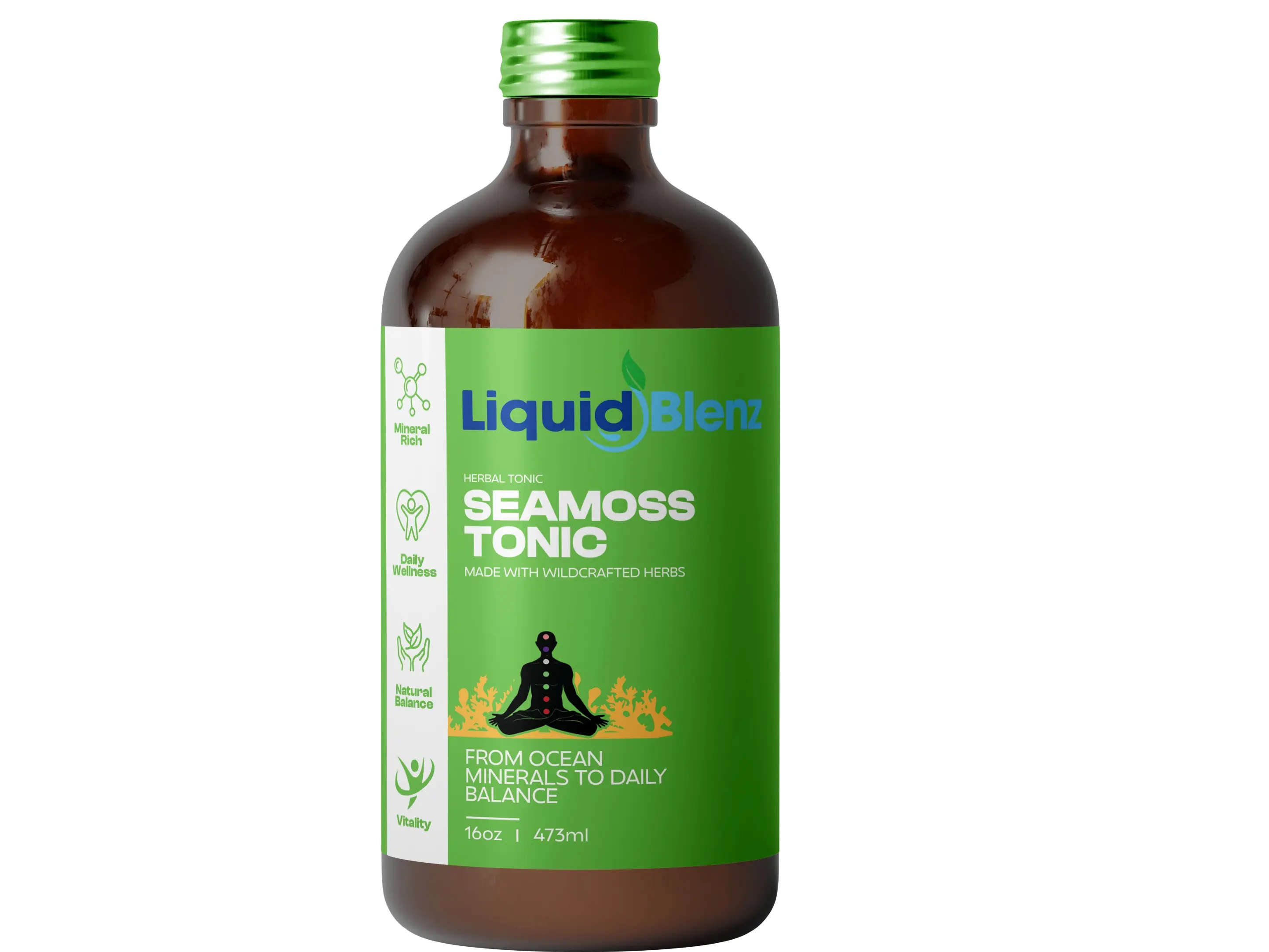 LiquidBlenz Sea Moss Tonic | Sea Moss, Spirulina, Ginger & Botanical Herbal Blend for Everyday Wellness,