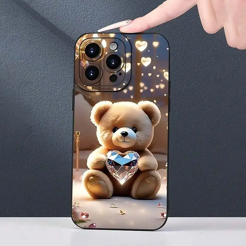 Cute Bear Pattern Phone Case, Anti-drop Cellphone Protective Case, Total Protective Shockproof Mobile Phone Cover for iPhone 11 12 13 14 15 16 Series,