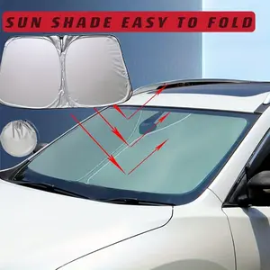 Car Windshield Sun Shade, Thickened Titanium Silver Coating High UV Blocking Rate Sunshade, UV Protective Sunshade, Heat Insulation Front Window Sun Shield for Cars, SUVs & Trucks – Universal Fit, Durable Sun Shade