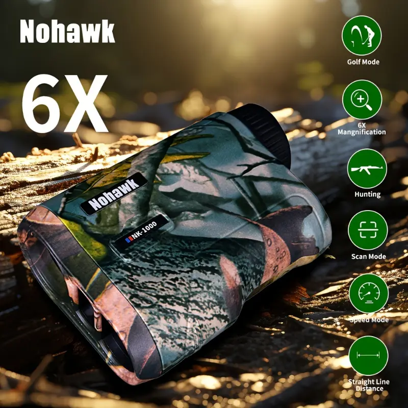 NOHAWK 1000m Rechargeable Laser Hunting Rangefinder M/Yard for Switch with Speed and Height Measurement Golf Mode Multifunctional Version for Hunters and Golfers, NOHAWK