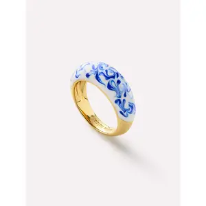 Enamel Ring - Wrenley Marble Blue