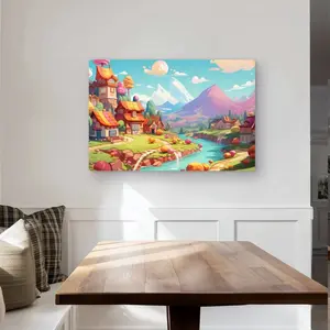212 MAIN Sweet Town - Orange Aluminium Metal Print Wall Art (C1MP2436AIWTI0, 24x36 in.), Home Decor for Light Room