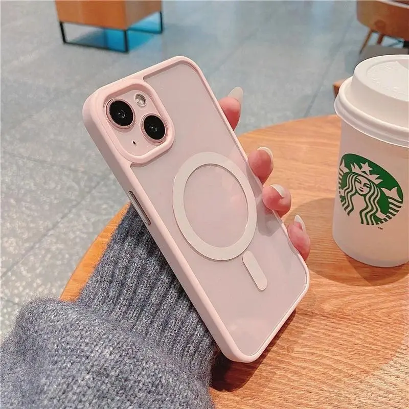 MagSafe Compatible Clear Phone Case for iPhone – Shockproof Glossy Back with Magnetic Ring. Aesthetic Cover