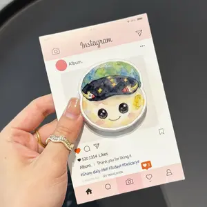 Space Mascot MagSafe Phone Grip, Magnetic Pop Socket, Kawaii Galaxy Phone Holder, Watercolor Astronaut Gift for Phone Kindle
