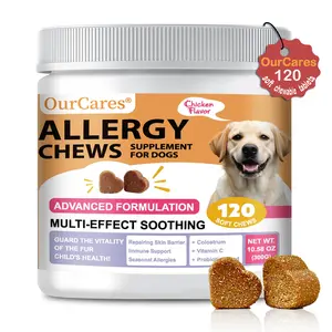 OurCares Dog Allergy Chewable Tablets | 120 Soft Chews, Chicken Flavor Relieves Skin Itching & Inflammation, Supports Skin Barrier, Boosts Immunity, Improves Coat Quality multi-effect soothing