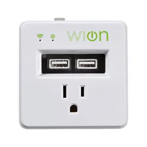 Wion 15 Amp Grounded Outlet WiFi Receptacle and 2 USB Ports, On/Off Settings Wion 15 Amp Grounded Outlet WiFi Receptacle and 2 USB Ports, On/Off Settings