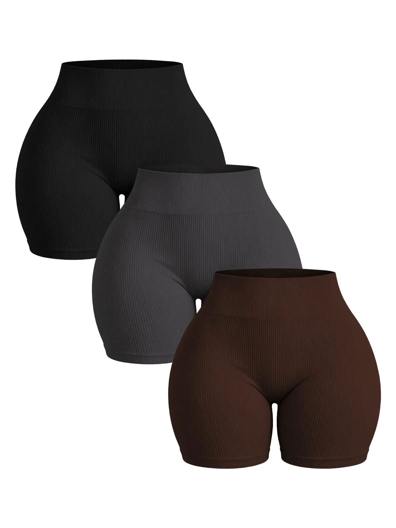 Women's High-Waisted Seamless Cycling Shorts, Athletic Compression Shorts, Stretchy Ribbed Fabric, Tummy Control, Butt Lifting, Comfortable for Sports & Daily Wear，socinched high waisted leggings，tummy control 、 butt lifting、compression