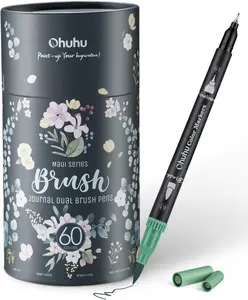 Ohuhu Markers for Adult Coloring Books No bleeding 60 Colors Coloring Markers Water-based Dual Tips Fineliner & Brush Drawing Pens Art Markers for Kids Adults Sketch Journal - Maui - Black ohuhu marker number 5