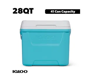 Igloo 28 QT Laguna Hard-Sided Ice Chest Cooler, Aqua Blue and White