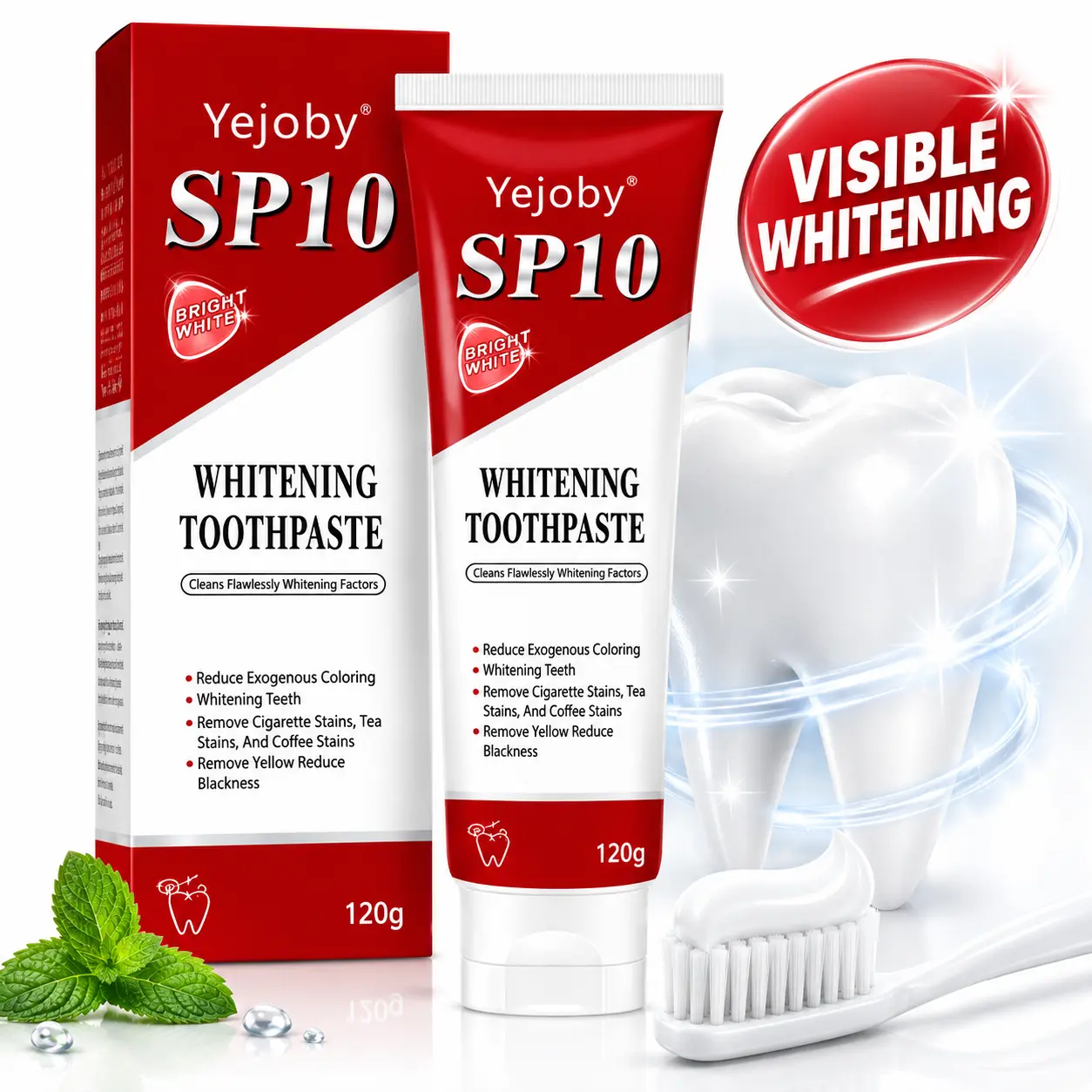 Yejoby SP10 Ultra Whitening Probiotic Toothpaste, Deep Cleaning Care, Natural Pigmentation Removal, Enamel Protection, Remove Smoke Coffee Tea Stains, Eliminate Bad Breath, For Sensitive Teeth, Daily Oral Care For Smokers, Improve Overall Oral Health