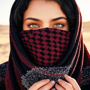 Authentic Shemagh Head Scarf Keffiyeh Balaclava Pakistani Palestine for Men and Woman MAROON