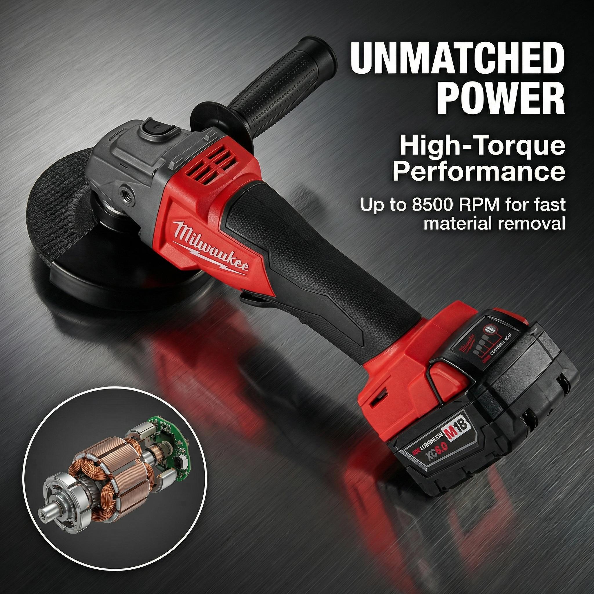 Milwaukee M18 125mm Brushless Angle Grinder for Metal Cutting and Grinding Variable Speed Power Tool