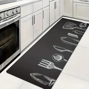 Modern Geometric Kitchen Runner Rug Set, Anti-Slip Mat, Abstract Line Color Block Design, Ideal for Laundry Room, Hallway, Bedroom, Kitchen, Bathroom Decor