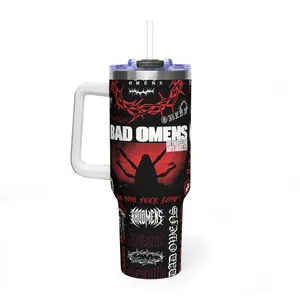Bad Omens Inspired Tumbler 40oz/20oz – Gothic Metal Collage Wrap Design, Straight & Tapered Skinny Tumbler