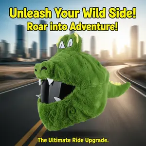 Helmet protective cover, green crocodile cartoon cute decoration protective cover, warm, windproof, and anti friction